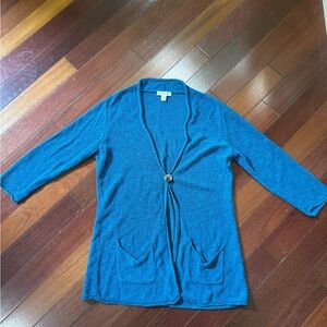 Coldwater Creek Teal Cardigan with Button Accent